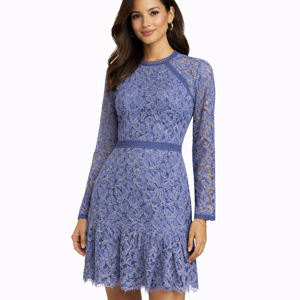 Adelyn Rae Violet Blue Lace Long Sleeve Dress S